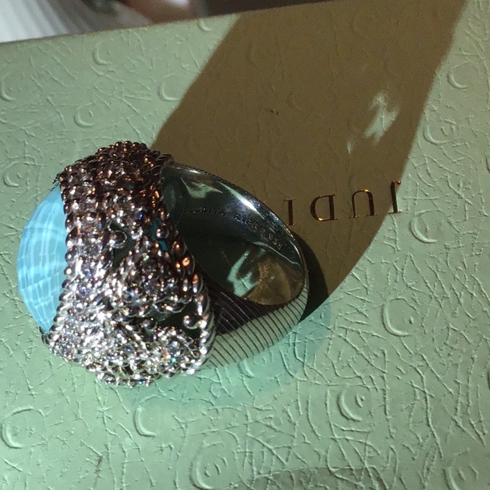 JUDITH RIPKA TURQUOISE DOUBLET & DIAMONIQUE RING - Picture 7 of 10